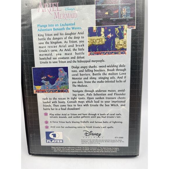 Ariel the Little Mermaid (Sega Genesis, 1992) Tested W/Case - Picture 3 of 9